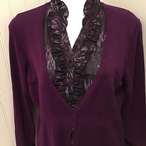 Sweater Medium, Purple with attached Blouse insert